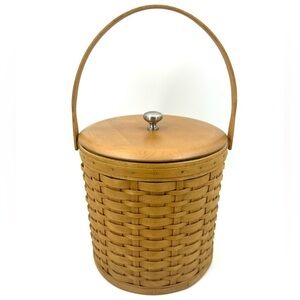 Longaberger Basket Ice Bucket 2003 Insulated With Wood Lid Top Handle Vintage